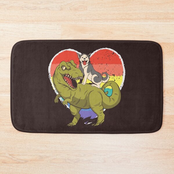 Item preview,  Husky Riding Dinosaur with Rainbow heart sticker designed and sold by EclairVanilla.