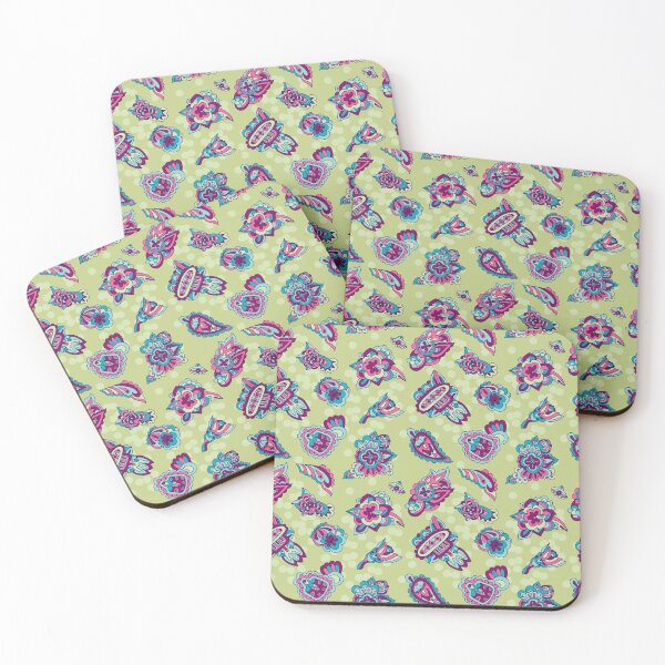 Item preview, Green and blue fantasy flower pattern designed and sold by RoyalPeople.