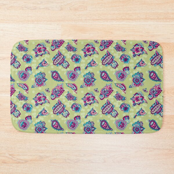 Item preview, Green and blue fantasy flower pattern designed and sold by RoyalPeople.