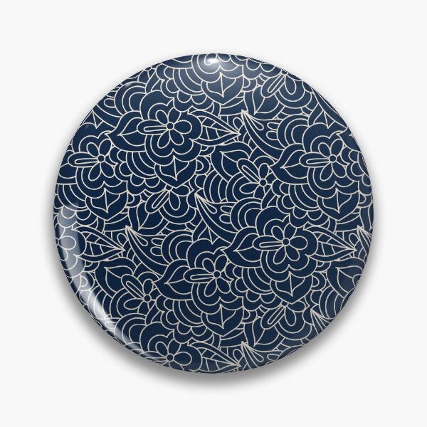 Item preview, Navy and white fantasy flower pattern designed and sold by RoyalPeople.