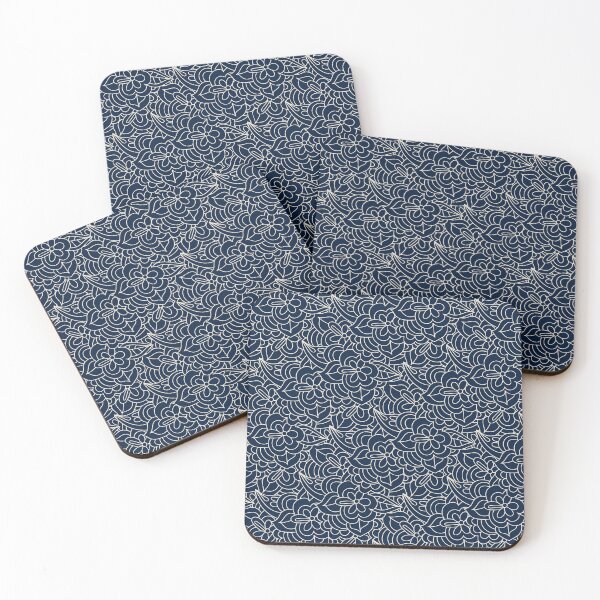 Item preview, Navy and white fantasy flower pattern designed and sold by RoyalPeople.