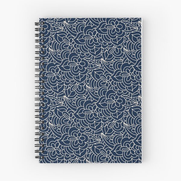 Item preview, Navy and white fantasy flower pattern designed and sold by RoyalPeople.