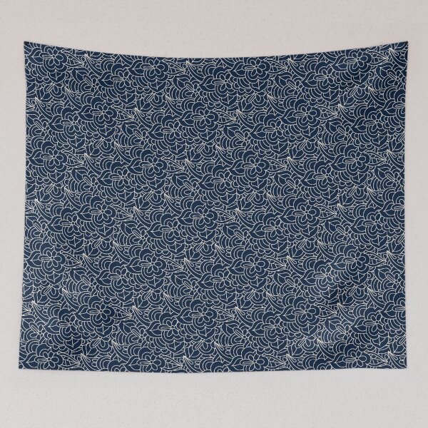 Item preview, Navy and white fantasy flower pattern designed and sold by RoyalPeople.