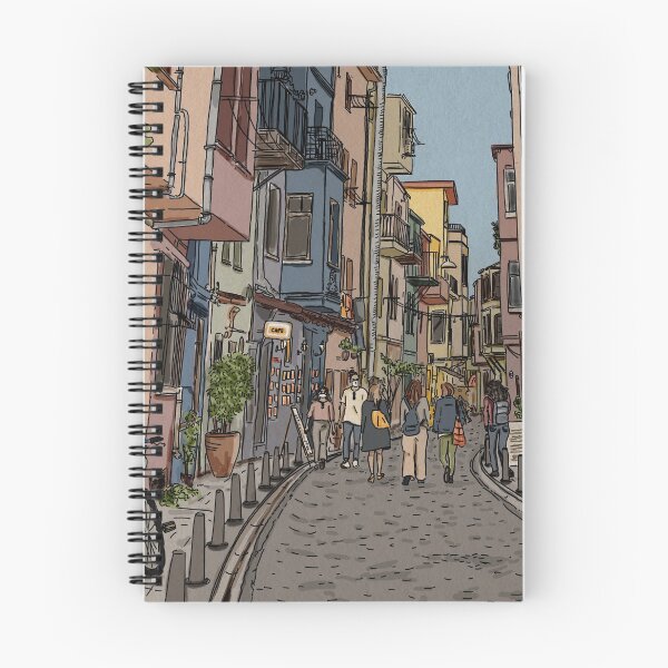 Item preview, An Urban sketch - Balat, Istanbul, Turkey. Colorful illustration designed and sold by NaliniLe.