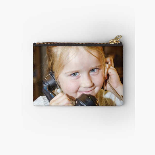 Item preview, Cute preschooler girl talking by old vintage retro telephon, closeup portrait designed and sold by Alexander Sorokopud.