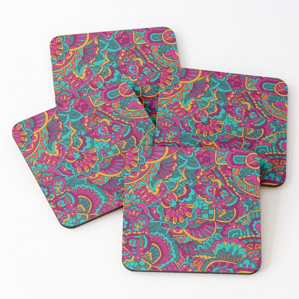 Item preview, Pink and blue fantasy flower pattern designed and sold by RoyalPeople.