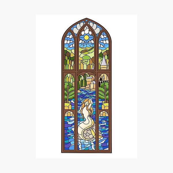 Magical Mermaid Stain Glass Window Photographic Print