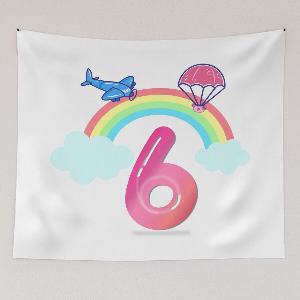 Item preview, Pink Number 6 Rainbow, Clouds & Toys designed and sold by BleuSky.