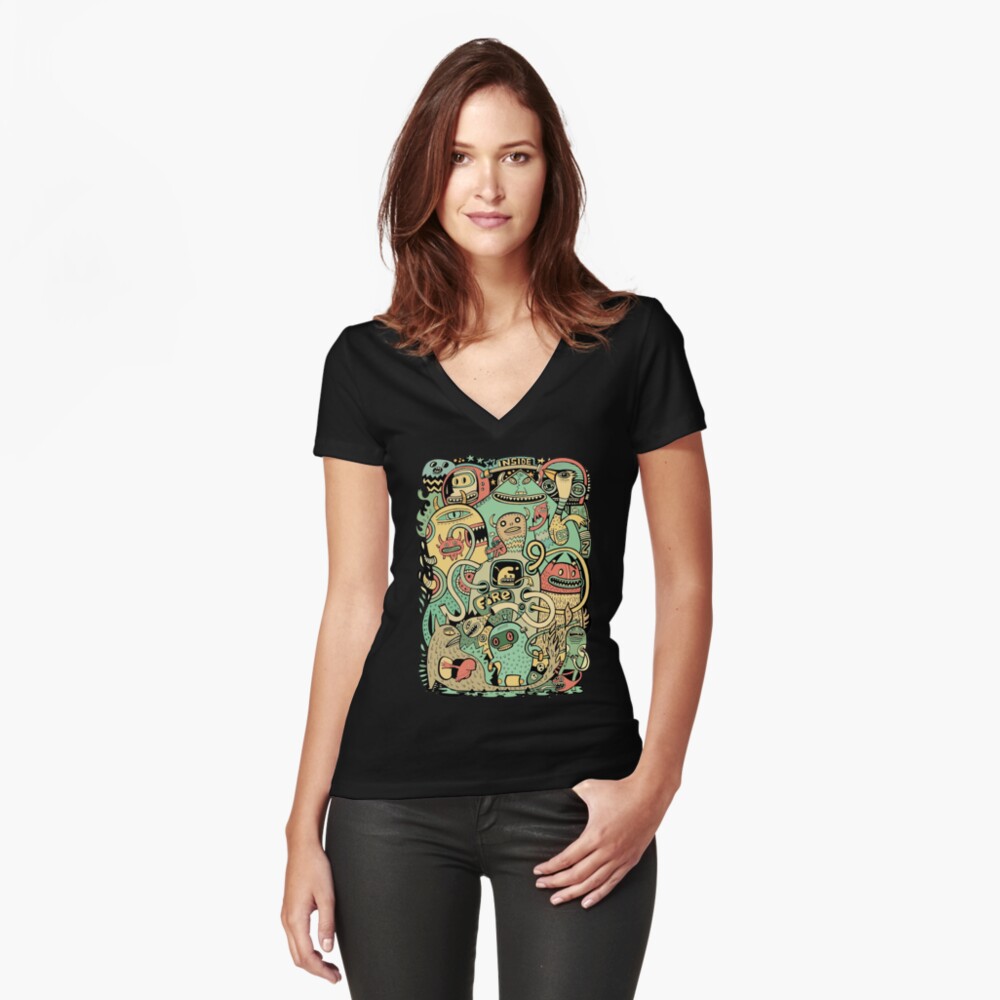 Item preview, Fitted V-Neck T-Shirt designed and sold by ExitMan.
