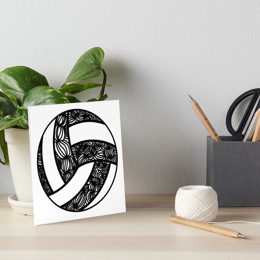 "Black Pattern Zentangle Volleyball " Art Board Print by