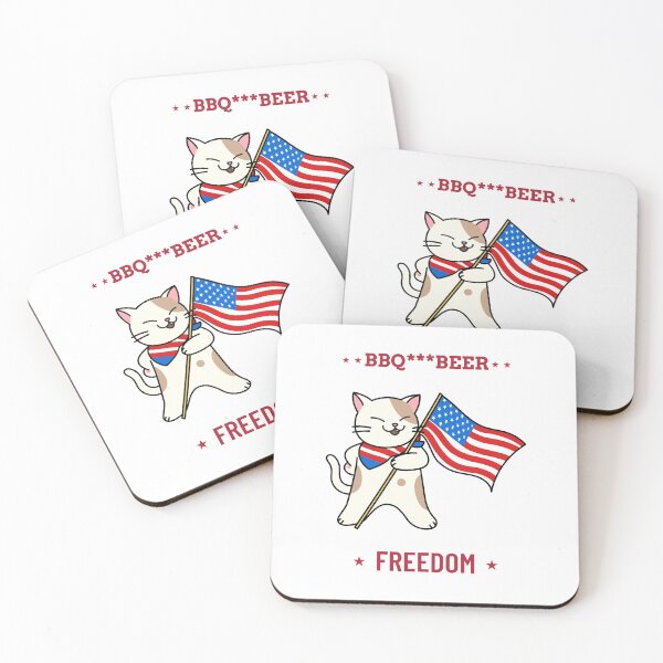 Item preview, BBQ Beer Freedom USA America Cat Funny Design designed and sold by PunchText designs.