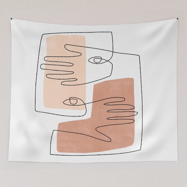 Item preview, Abstract Square Face and Hands Line Art II designed and sold by TheRedFinch.