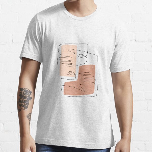 Abstract Square Face and Hands Line Art II Essential T-Shirt