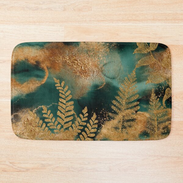 Item preview, Gold Fern Faux Marble Emerald Jungle designed and sold by MysticMarble.