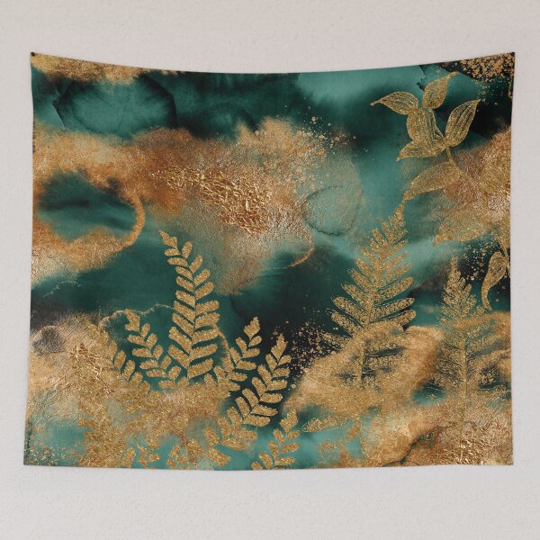 Item preview, Gold Fern Faux Marble Emerald Jungle designed and sold by MysticMarble.
