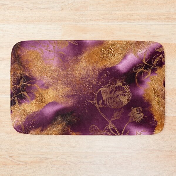 Item preview, Purple And Gold Tropical Roses Faux Marble Garden designed and sold by MysticMarble.