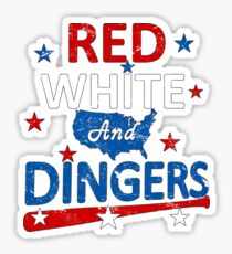 Red White and Dingers Baseball Softball Digital Art Sticker