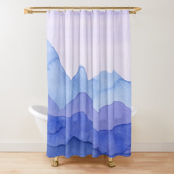 Berge in Blau, Violett Duschvorhang