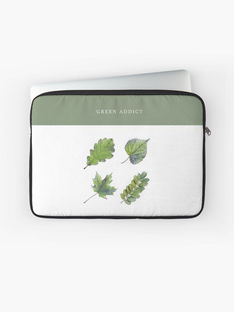 Aperçu 1 sur 2. Housse d'ordinateur avec l'œuvre GREEN ADDICT créée et vendue par IsaureEcartfixe.