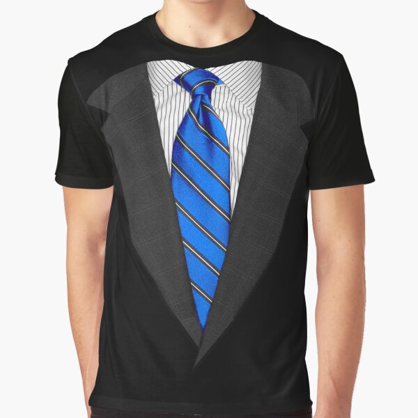Blue Suit Up! Realistic Suit and Tie Casual Graphic for Zoom T-Shirt Tuxedo Costume T-Shirt Graphic T-Shirt