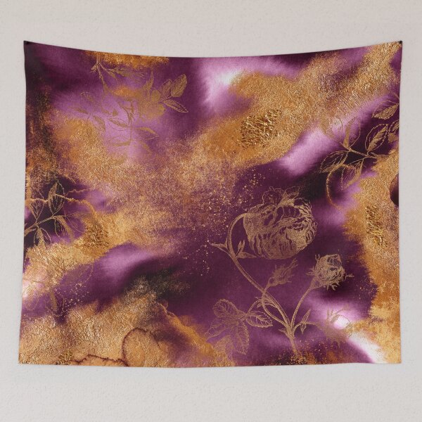 Item preview, Purple And Gold Tropical Roses Faux Marble Garden designed and sold by MysticMarble.