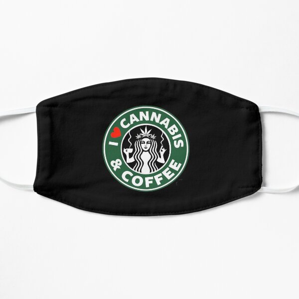 I Love Cannabis & Coffee - Medical Cannabis - Weed Flat Mask