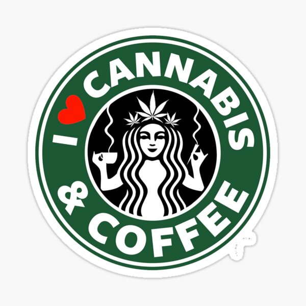 J'aime le cannabis et le café - Cannabis médical - Weed Sticker