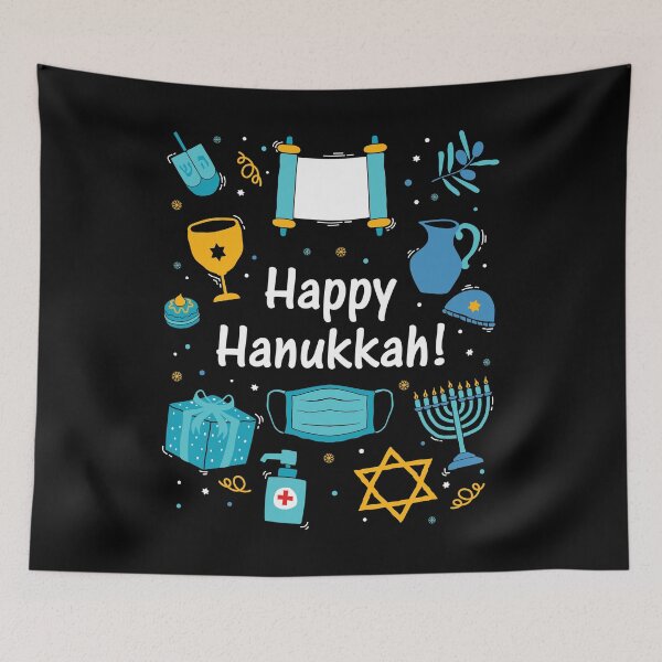 Item preview, Face Mask Quarantine 2020 Happy Hanukkah print designed and sold by jakehughes2015.