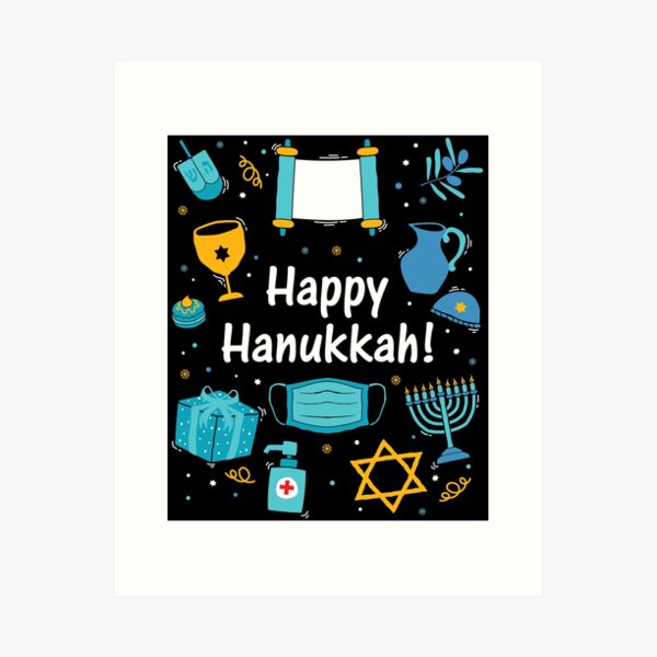Item preview, Face Mask Quarantine 2020 Happy Hanukkah print designed and sold by jakehughes2015.