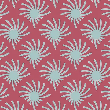 Artwork thumbnail,  Circular Palms Geometric Pattern – Raspberry & Aqua by RoguePatterns