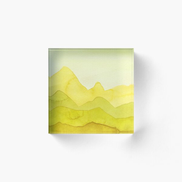 Berge in Gelb, Lemon, Grün Acrylblock
