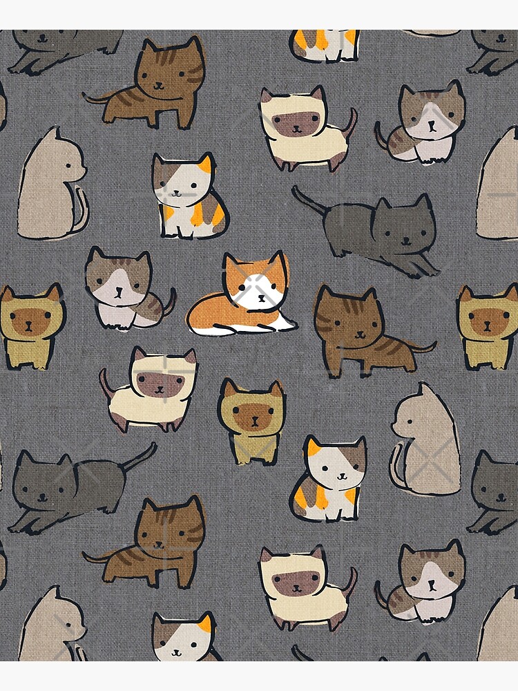 Thumbnail 6 of 6, Apron, Cats on Dark Grey Charcoal designed and sold by Cecilia Mok.