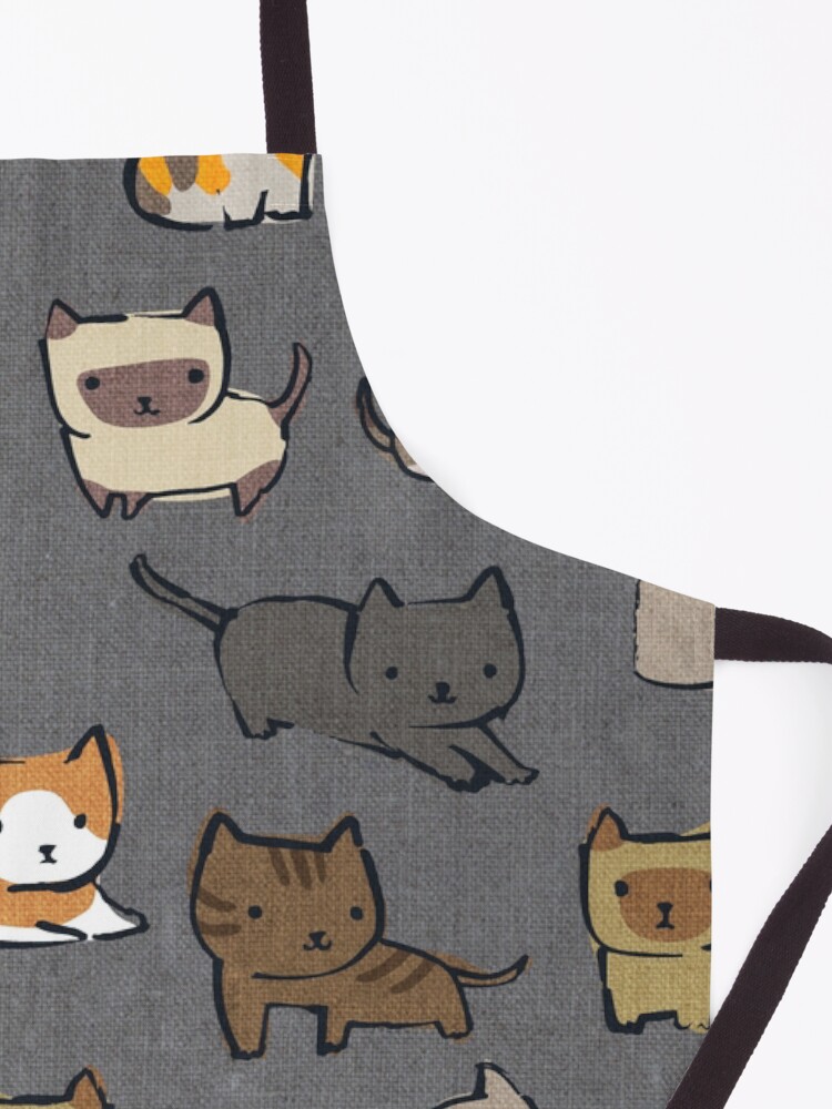 Thumbnail 3 of 6, Apron, Cats on Dark Grey Charcoal designed and sold by Cecilia Mok.