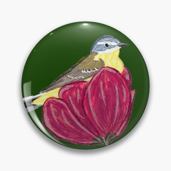 Item preview, Artwork of a Western Yellow Wagtail sitting in a flower I designed and sold by JD's Shop.