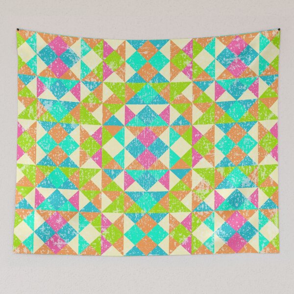 Artikelvorschau, Abstrakt Multicolor Geo Color Block Muster-Distressed in Pink / Türkis / Lime entworfen und verkauft von IcArtsyOrigin8.