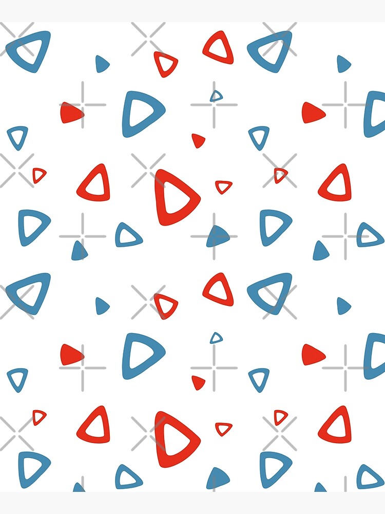 Nostalgic 90s Blue and Red Triangle Pattern by Drawingvild