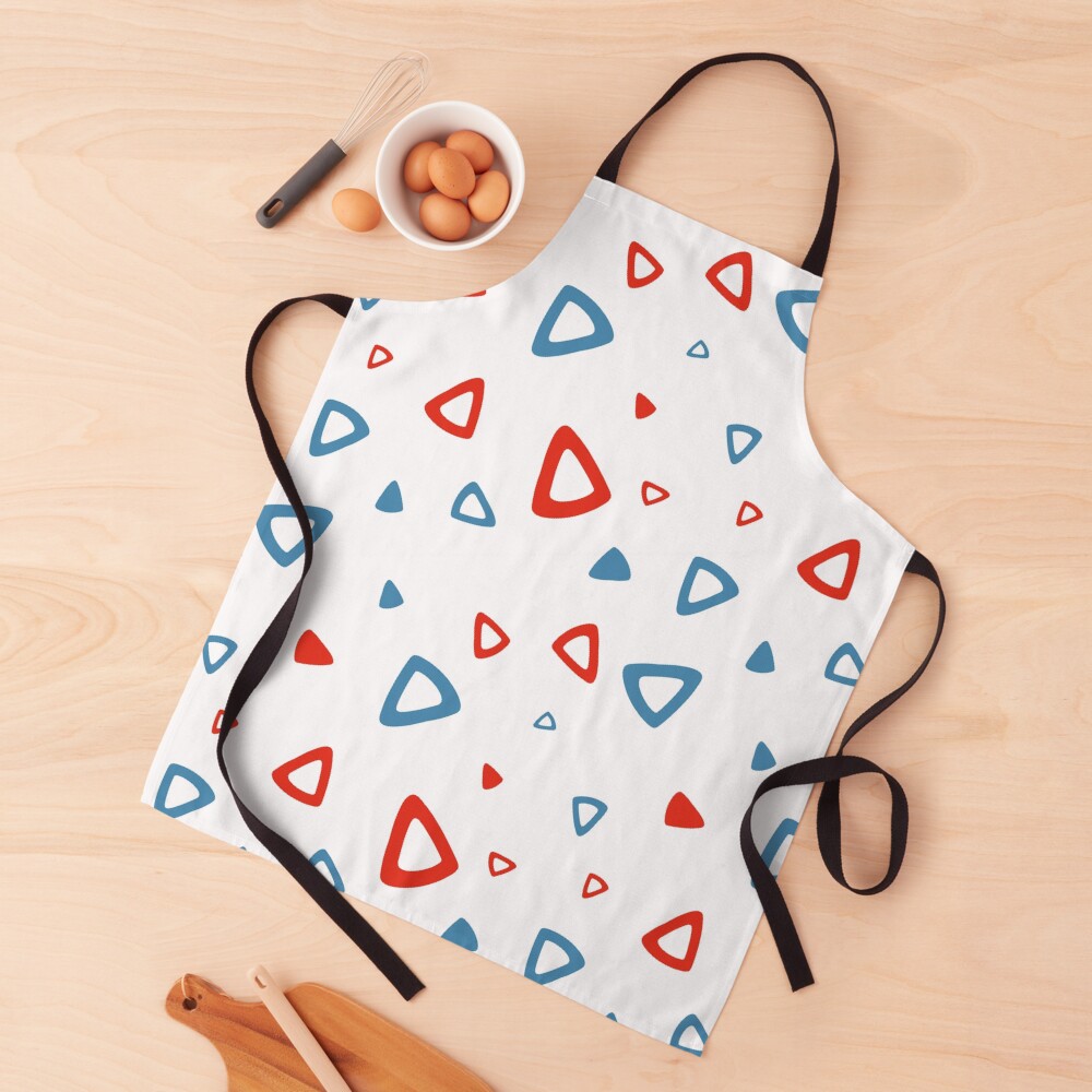Nostalgic 90s Blue and Red Triangle Pattern Apron