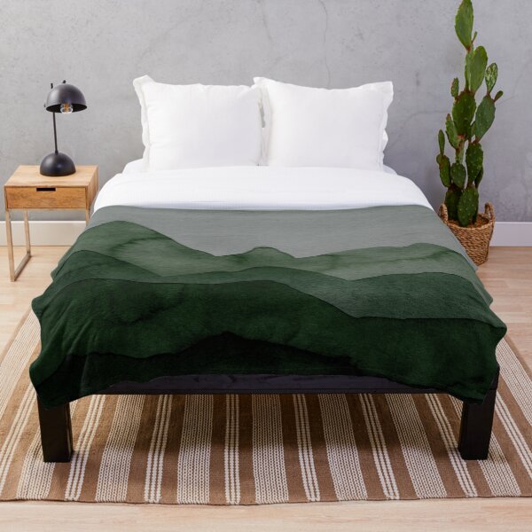 Mountains in green, gray, black, forest Throw Blanket