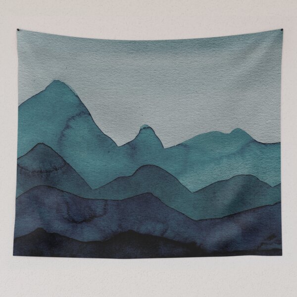 Item preview, Mountains in petrol, blue, turquoise, green, azure, gray, black designed and sold by christianmerz.