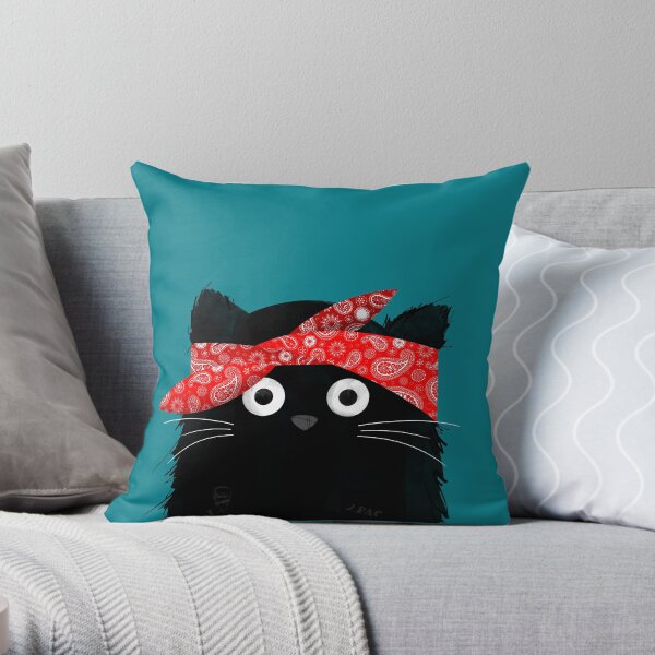 Cat Tupac Throw Pillow