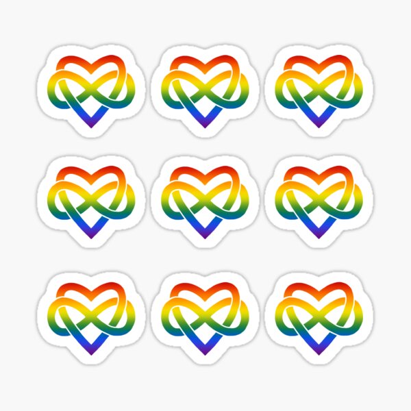 9x Rainbow Polyamory Infinity Heart Sticker