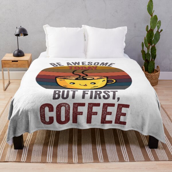 Item preview, Be awesome But First Coffee, Funny Retro vintage Coffee quote Love Gifts For Christmas And Wintertime designed and sold by Steve Morley.