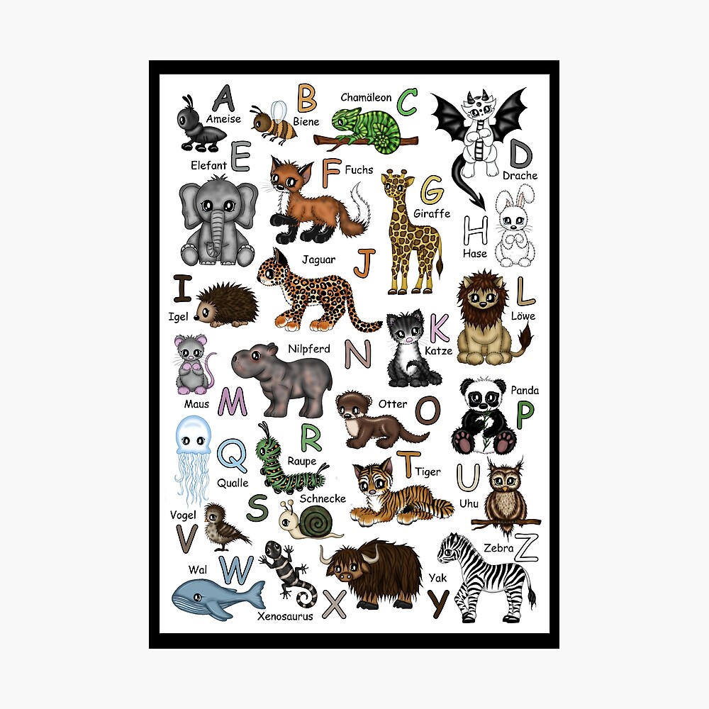 Tier Abc German Letters Animals Poster By Pezi Creation Redbubble