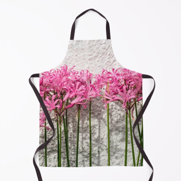 Item preview, Candy Colored Garden Border - Dramatic Spider Lilies Against a Rough Wall designed and sold by Georgia Mizuleva.