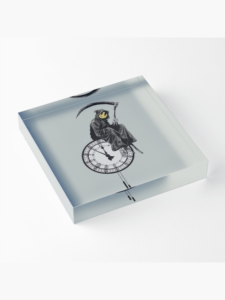 Alternate view of Banksy Grim Reaper Smiley Face Death Your Time Is Up Acrylic Block