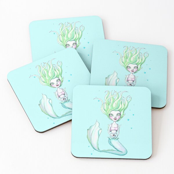 Item preview, Miss Mermie and Her Pet Fish (Blue and Green Version) designed and sold by LittleMissTyne.