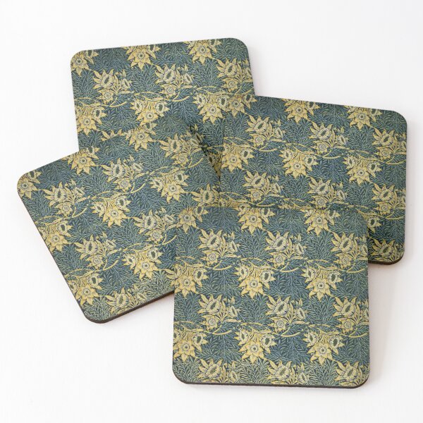 Item preview, TULIP AND WILLOW ,YELLOW LOWERS ,BLUE GREEN LEAVES Art Nouveau Floral designed and sold by BulganLumini.