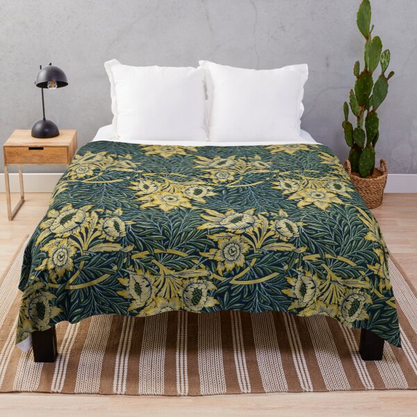 Item preview, TULIP AND WILLOW ,YELLOW LOWERS ,BLUE GREEN LEAVES Art Nouveau Floral designed and sold by BulganLumini.