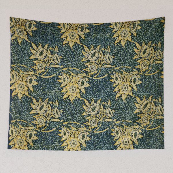 Item preview, TULIP AND WILLOW ,YELLOW LOWERS ,BLUE GREEN LEAVES Art Nouveau Floral designed and sold by BulganLumini.