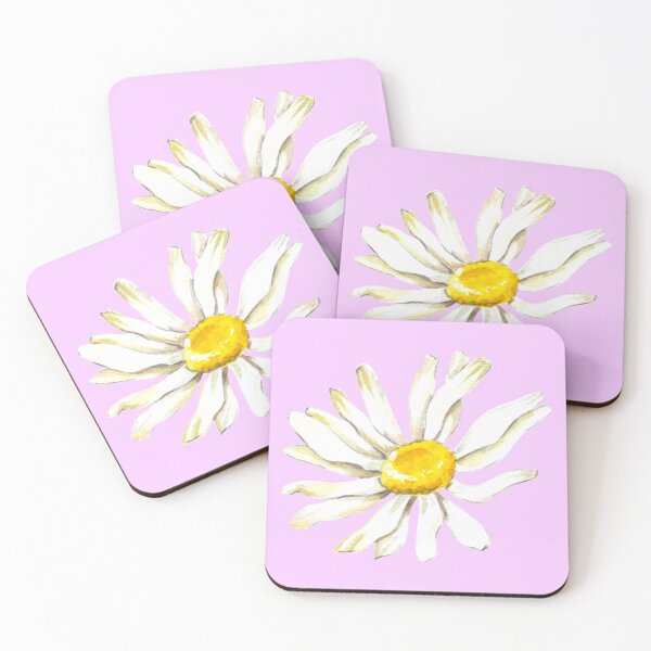 Item preview, Hand-painted watercolor camomile on the pink background designed and sold by sentimentalica.